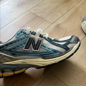 New Balance White and Teal Athletic Shoes